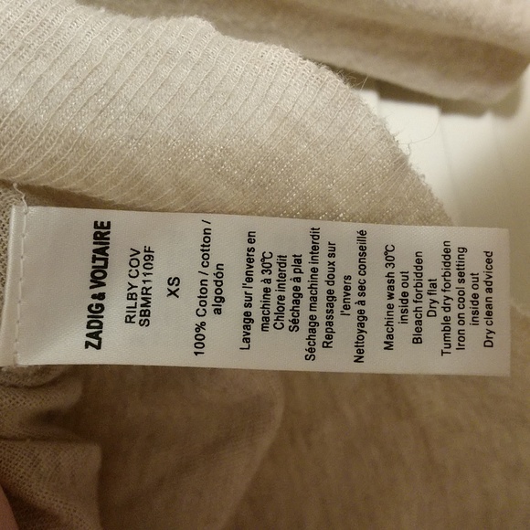 Zadig & Voltaire Rigby Cov Cream Tan V-Neck Sweater - Picture 5 of 10